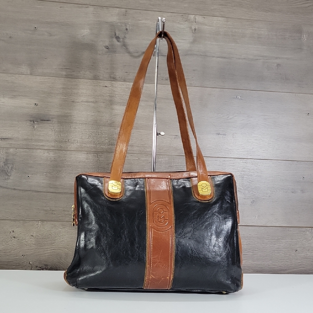 Vintage Marino Orlandi Black/Brown Large Leather Bag